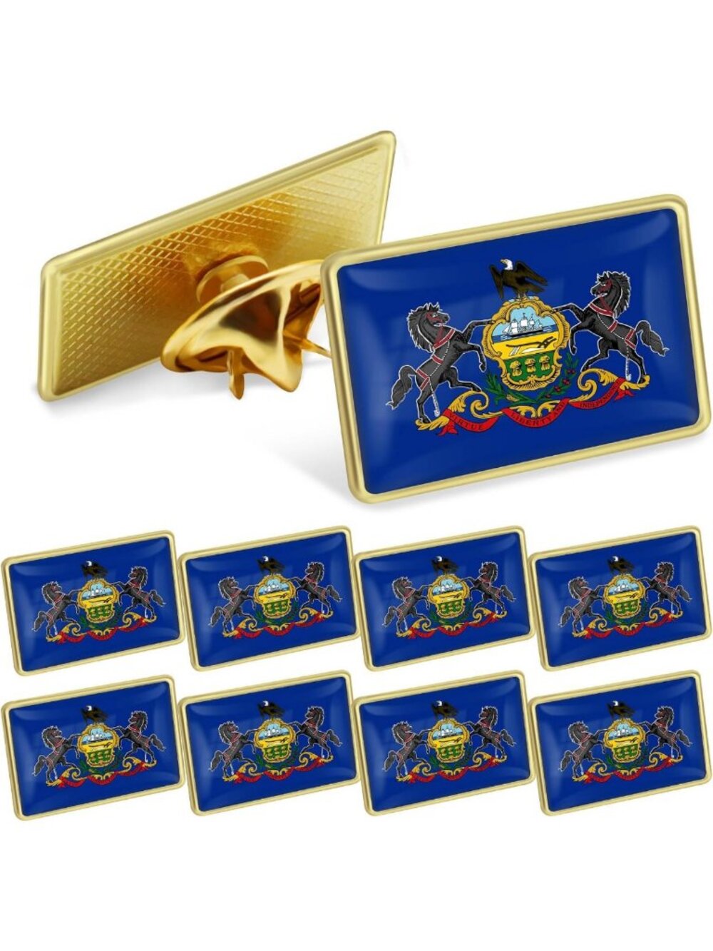 Bulk Pennsylvania Flag Lapel Pins - 1” Metal USA State Pins for Activists